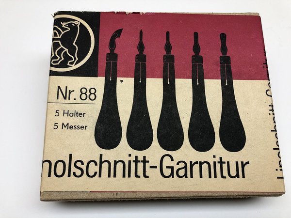 DDR Linolschnitt Garnitur Nr.88 5 Halter und Messer