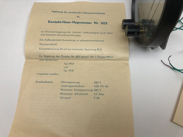 DDR Kontakt Haar Hygrometer Thermometer Nr. 203